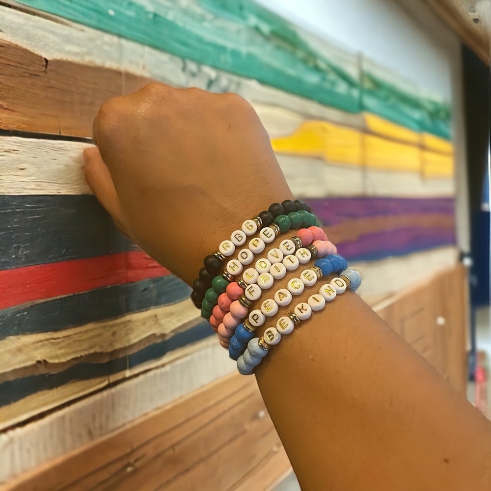 Handmade Beaded Positivity Statement Bracelets
